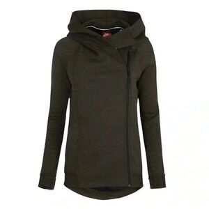 NIKE Tech Green Asymmetrical Zipper Jacket Small